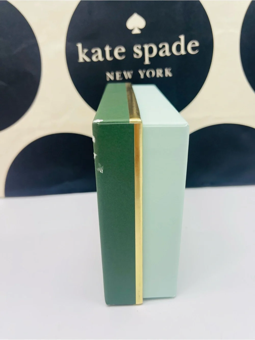 kate spade Green Box with Pink Logo Panel New